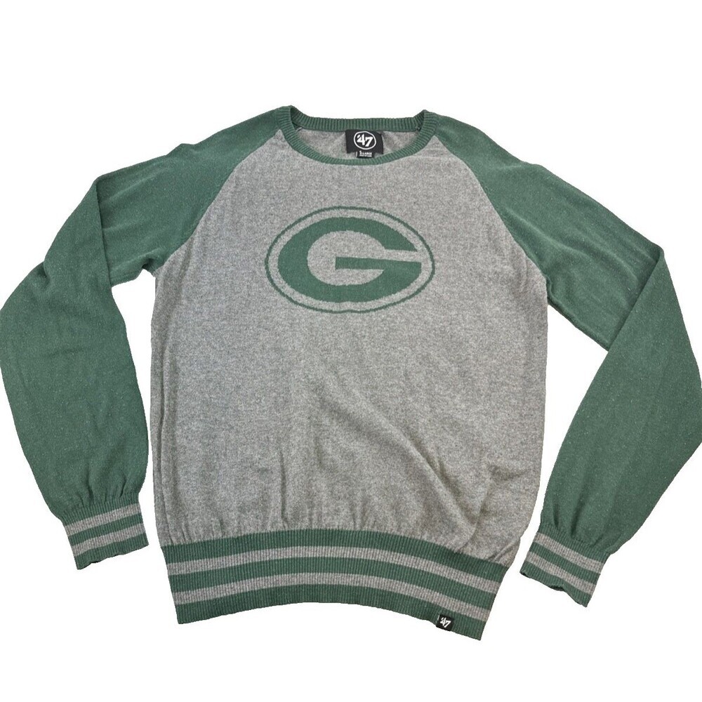 ‘47 Green Bay Packers Womens Sweater‎ Pullover Green Gray Raglan Lightweight XL